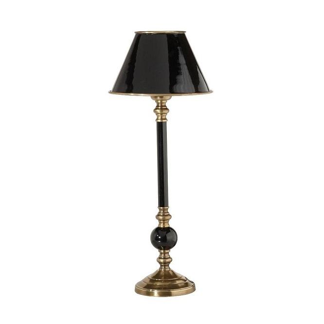 Lampa stołowa Abbey czarny mosiądz 40cm z abażurem